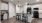 Kitchen island with barstools and desk. 